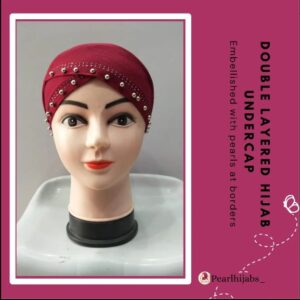 Maroon Embellished hijab cap
